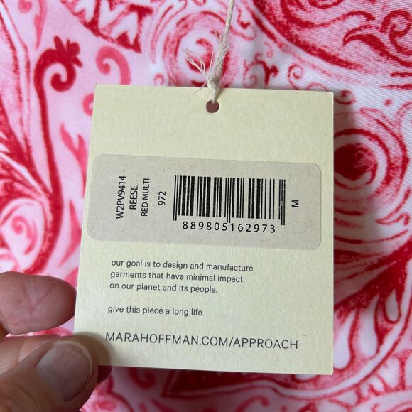 Mara Hoffman Reese NWT Pink Red Paisley Rashguard One Piece Swimsuit Size M - Picture 8 of 15